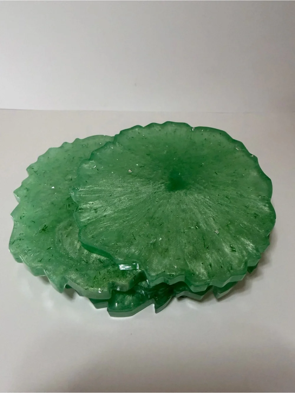 2 Sets of 3 Vibrant Magenta and Ocean Green Resin Coasters
